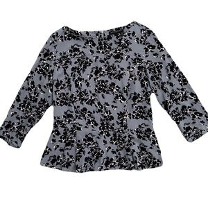 Banana Republic Peplum Long Sleeves Floral Blouse